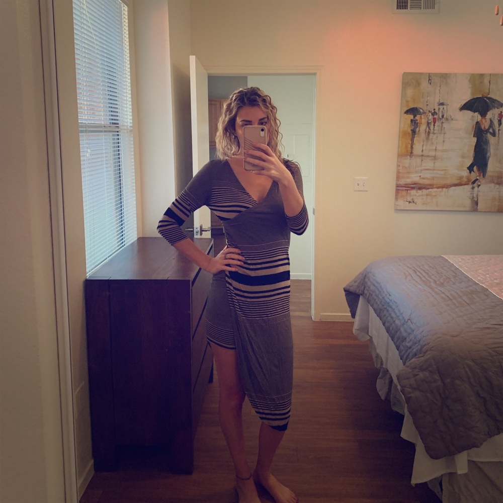 Asymmetrical striped dress